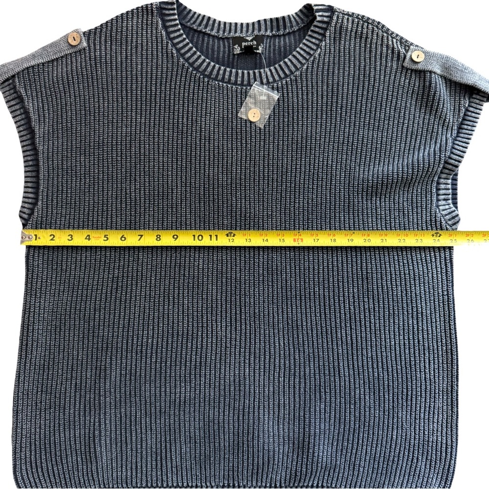 Perch Ribbed Knit Cap Sleeve Sweater Top Button Back Plus Size 3X - Picture 8 of 9
